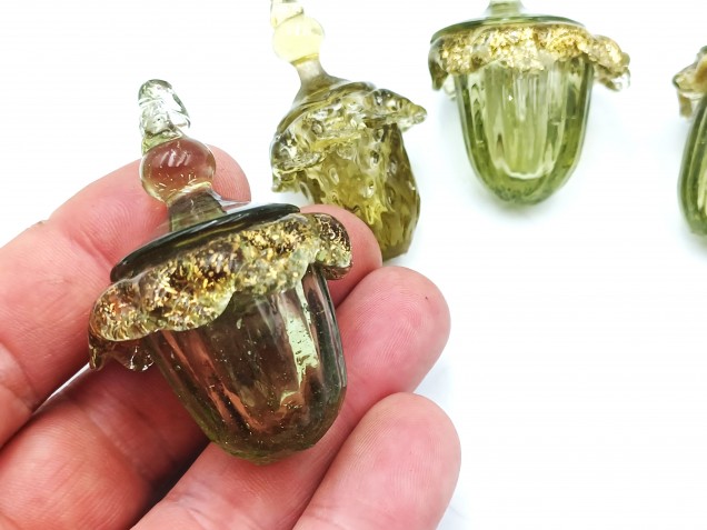 4 Murano green glass chandelier lantern drops Circa 1890