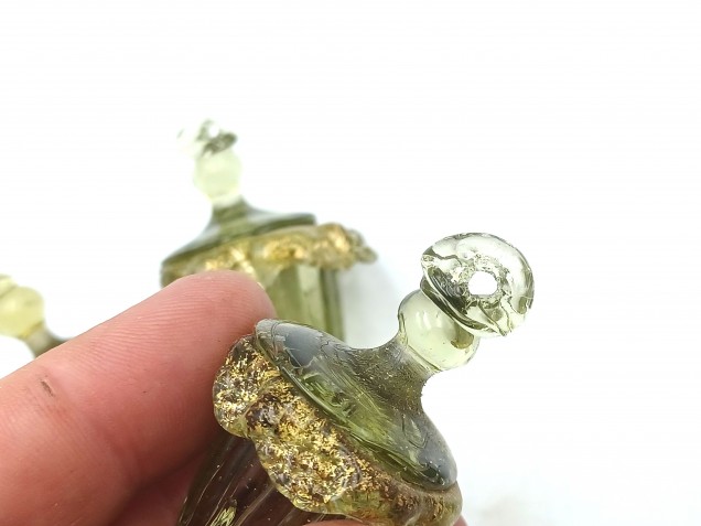 4 Murano green glass chandelier lantern drops Circa 1890