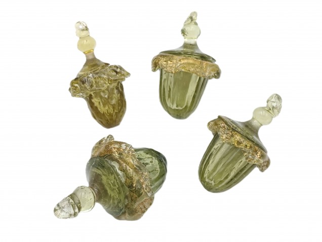 4 Murano green glass chandelier lantern drops Circa 1890