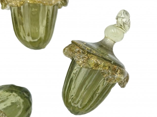 4 Murano green glass chandelier lantern drops Circa 1890