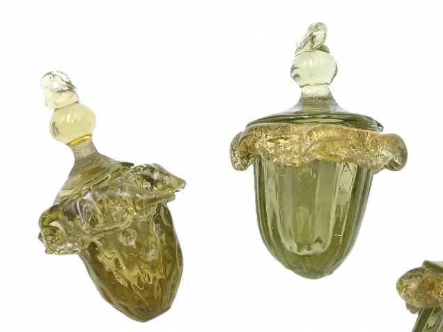 4 Murano green glass chandelier lantern drops Circa 1890