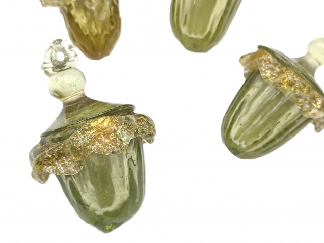 4 Murano green glass chandelier lantern drops Circa 1890