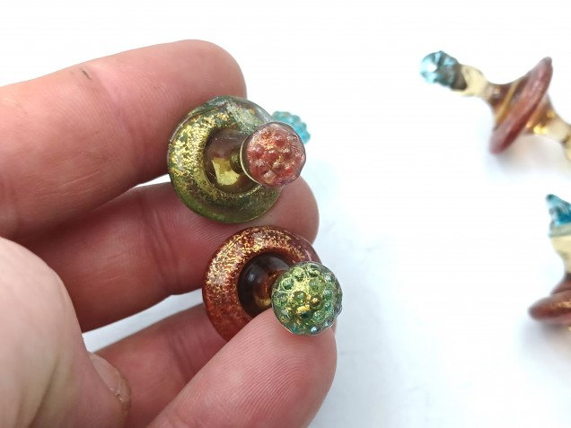 6 Murano tiny glass chandelier drops Circa 1890