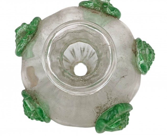 Antique Venetian chandelier glass stem section green and clear