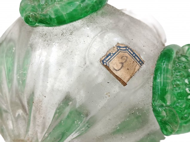 Antique Venetian chandelier glass stem section green and clear