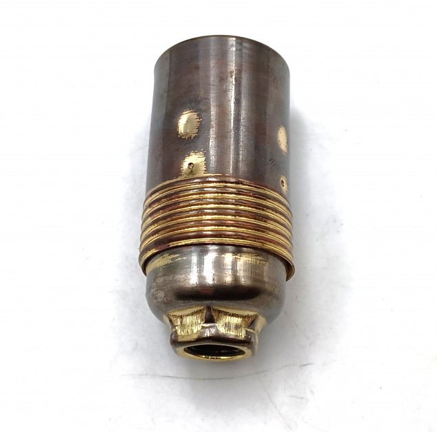Small Edison screw  E14 lamp holder plain skirt Antique Brass finish 