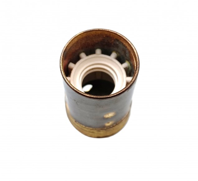 Small Edison screw  E14 lamp holder plain skirt Antique Brass finish 