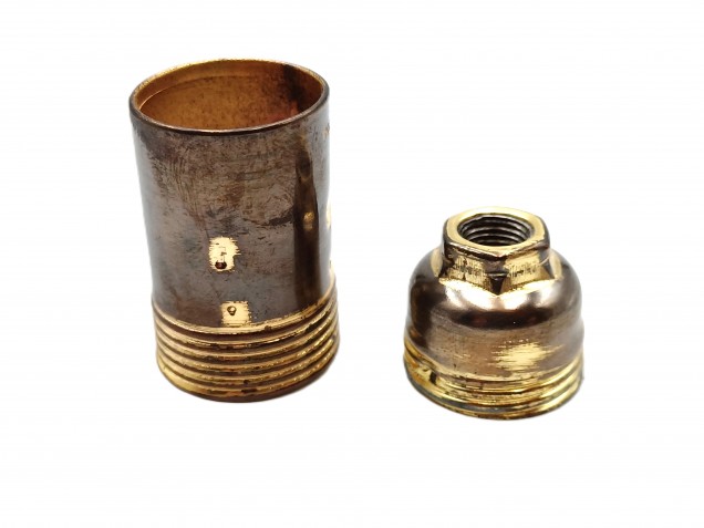 Small Edison screw  E14 lamp holder plain skirt Antique Brass finish 