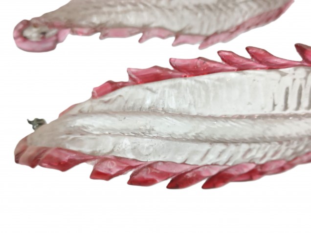 3 Murano chandelier Leaves clear glass with red bordering
