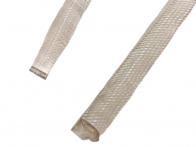 2 Murano chandelier Leaves clear glass with red centre stem