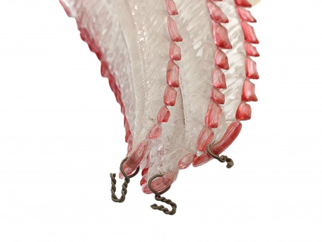 3 Murano chandelier Leaves clear glass with red border