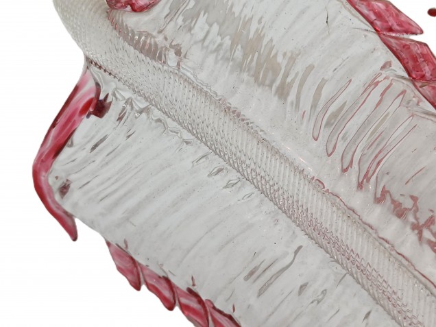 3 Murano chandelier Leaves clear glass with red border