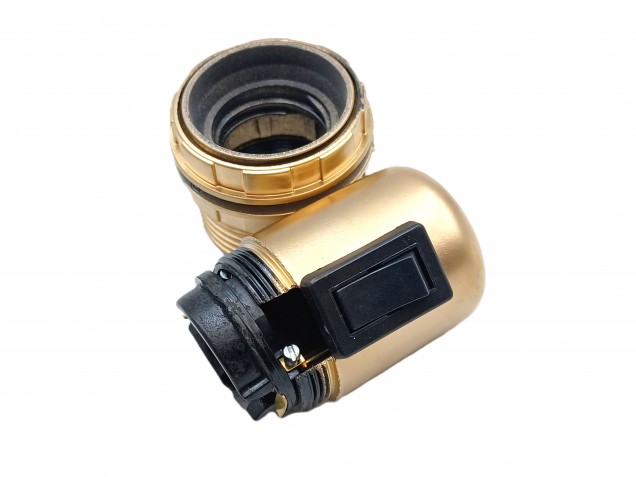 Rocker switch lamp holder E27 in gold threaded skirt and shade rings
