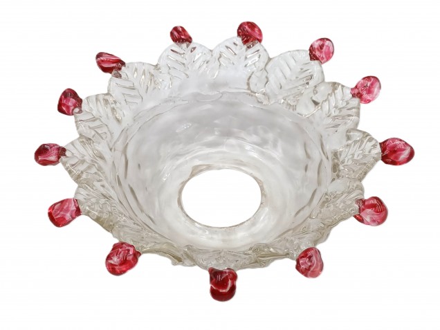 Murano glass chandelier dish pan red and Clear Circa 1860