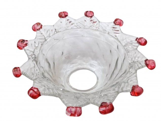 Murano glass chandelier dish pan dish red and Clear Circa 1860 