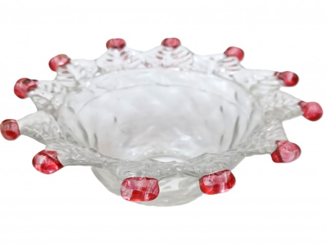 Murano glass chandelier dish pan dish red and Clear Circa 1860 