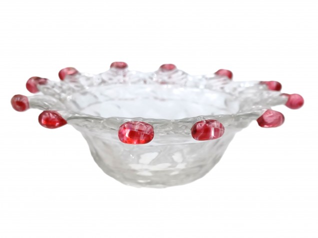 Murano glass chandelier dish pan dish red and Clear Circa 1860 