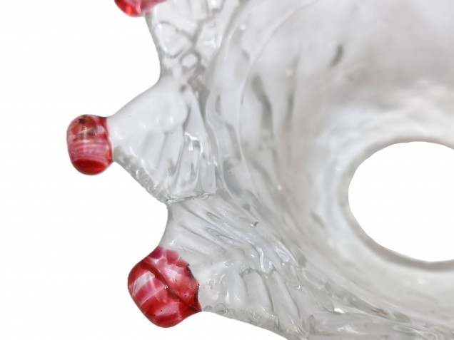 Murano glass chandelier dish pan dish red and Clear Circa 1860 