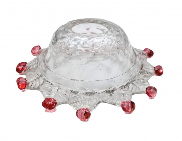 Murano glass chandelier dish pan dish red and Clear Circa 1860 