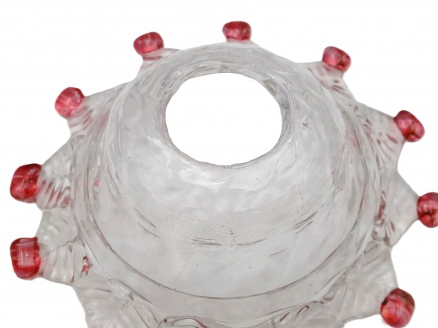 Murano glass chandelier dish pan dish red and Clear Circa 1860 