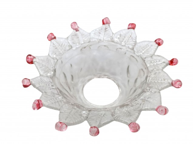 Murano glass chandelier dish pan red and Clear Circa 1860 