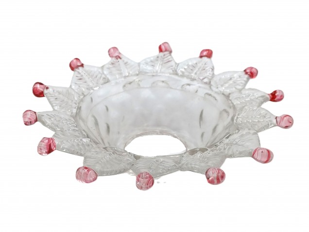 Murano glass chandelier dish pan red and Clear Circa 1860 