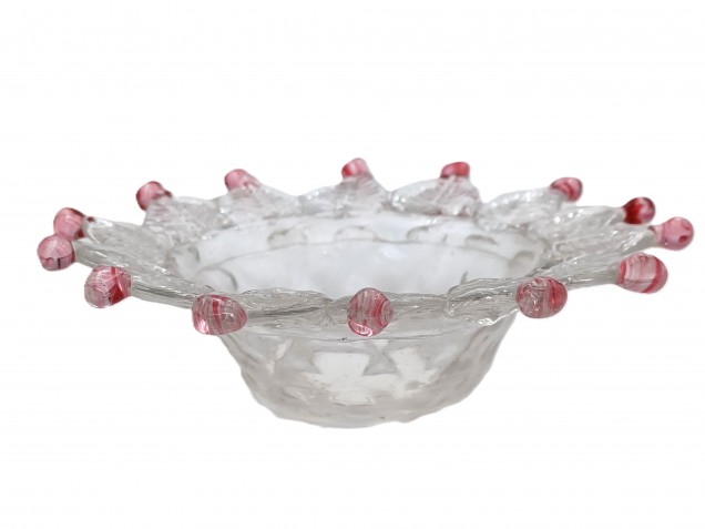 Murano glass chandelier dish pan red and Clear Circa 1860 