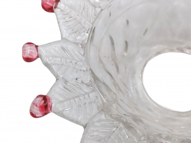 Murano glass chandelier dish pan red and Clear Circa 1860 