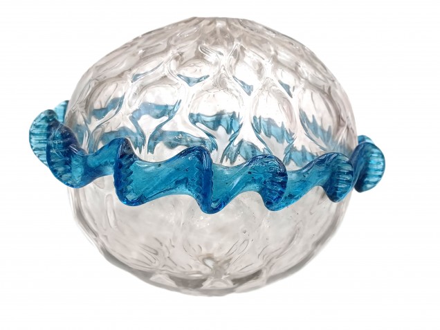 Murano blue and clear glass chandelier stem bubble Circa 1890