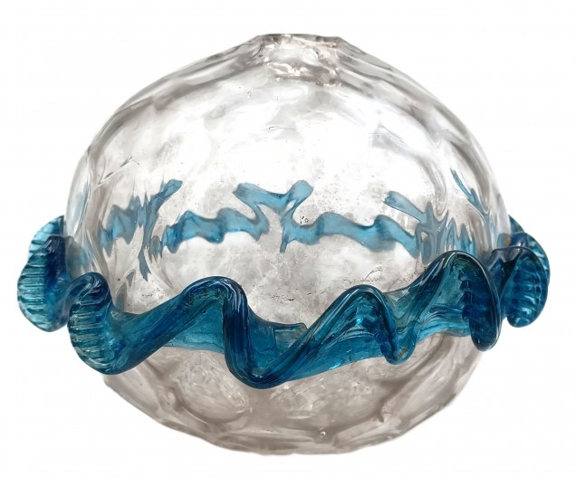 Murano blue and clear glass chandelier stem bubble Circa 1890