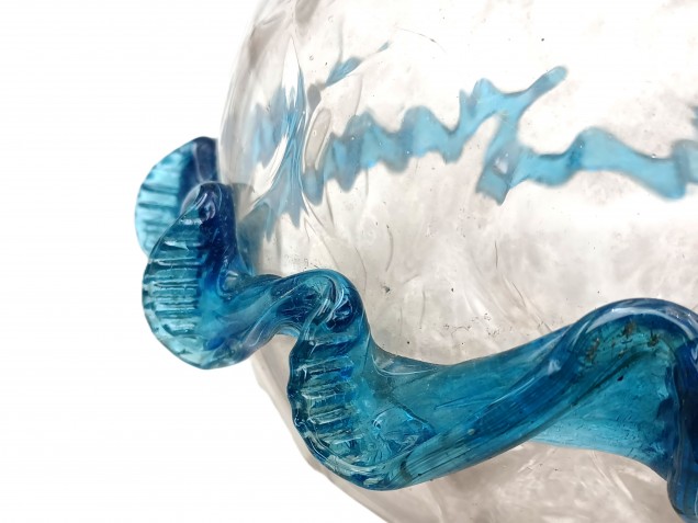 Murano blue and clear glass chandelier stem bubble Circa 1890