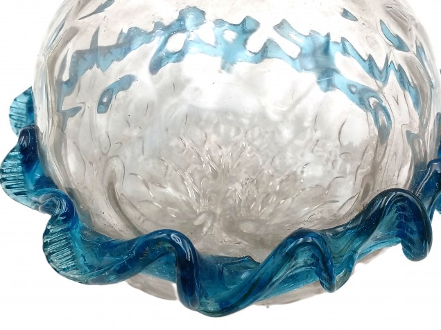 Murano blue and clear glass chandelier stem bubble Circa 1890
