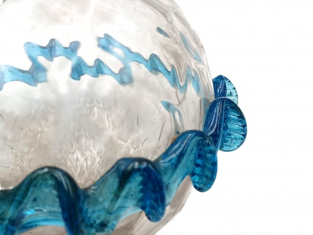 Murano blue and clear glass chandelier stem bubble Circa 1890