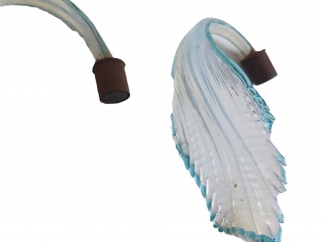 4 Murano chandelier Leaves blue glass with dark blue bordering 