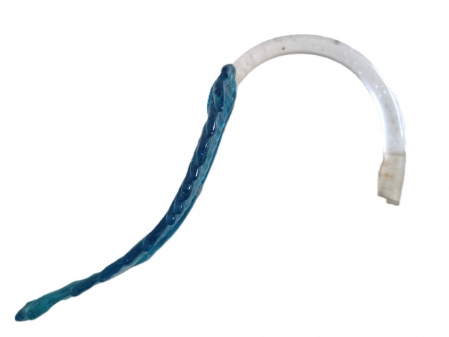 Murano chandelier Leaf clear glass stem with dark blue leaf