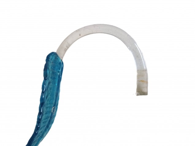 Murano chandelier Leaf clear glass stem with dark blue leaf