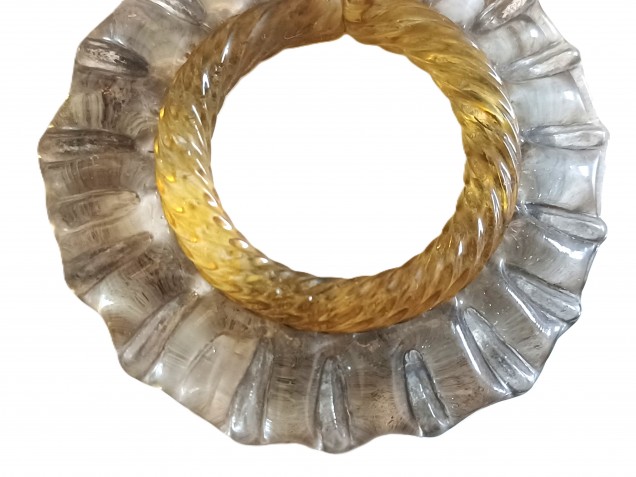 Antique Murano amber and smoked glass chandelier hoop