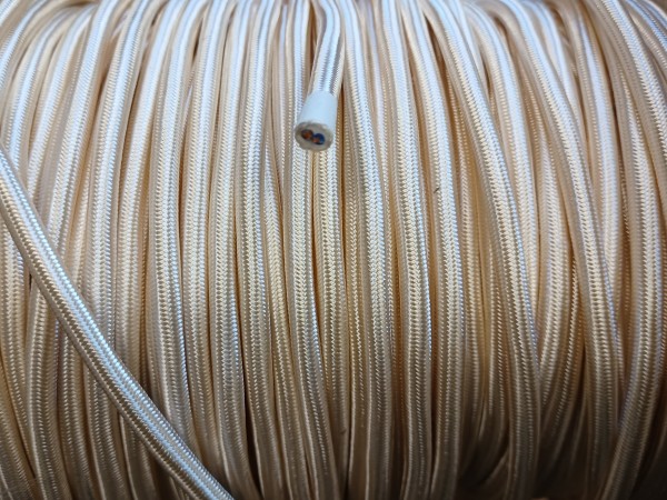 2 CORE BRAIDED PVC CREAM ELECTRIC CABLE 0.50MM