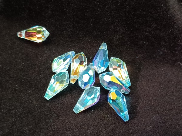 Clear AB Faceted Teardrop Glass Crystal Bead chandelier drops Multicolour