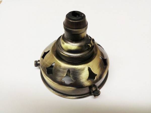 Brushed Antique  Effect 2 And A Quarter Inch Gallery With Matching Cord grip Lamp holder B22 BC