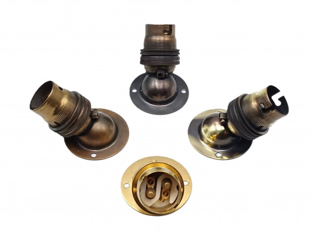 Angle batten lamp holder BC B22 3 part earthed 4 finishes