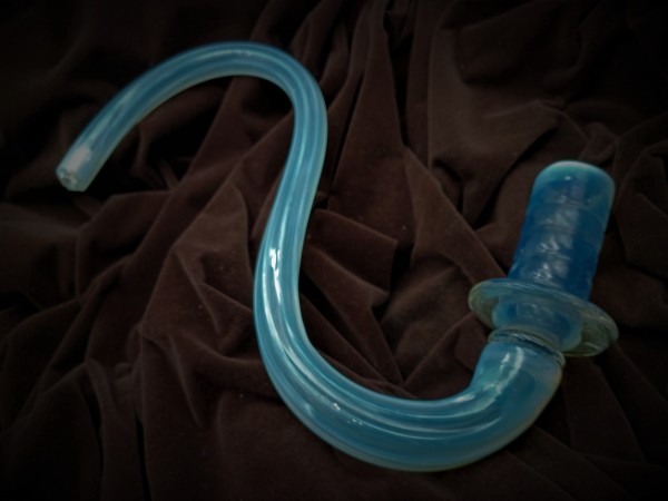 Antique Murano milky blue ribbed Glass Chandelier arm for candle 