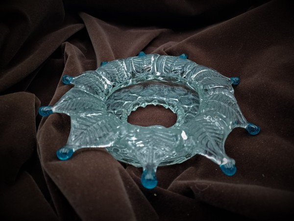 Antique Venetian Chandelier Glass Dish Pan with Blue tips 