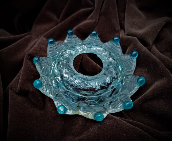Antique Murano Chandelier Glass Dish with Blue tips 