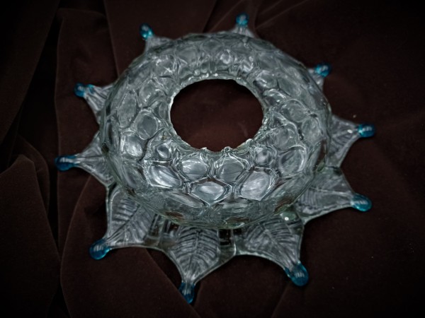 Antique Venetian Chandelier Glass Dish Pan with Blue tips 