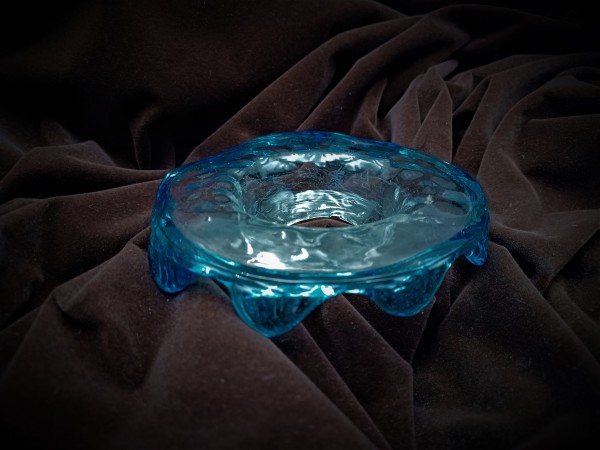 Antique Murano Chandelier Glass replacement Dish with Blue Rim 