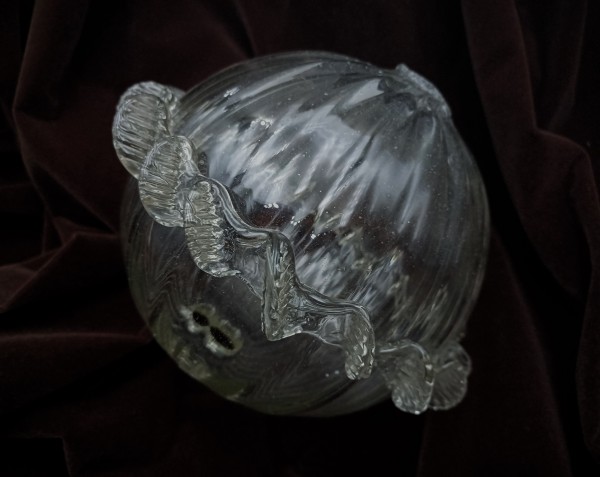 Antique Chandelier glass centre stem ball   