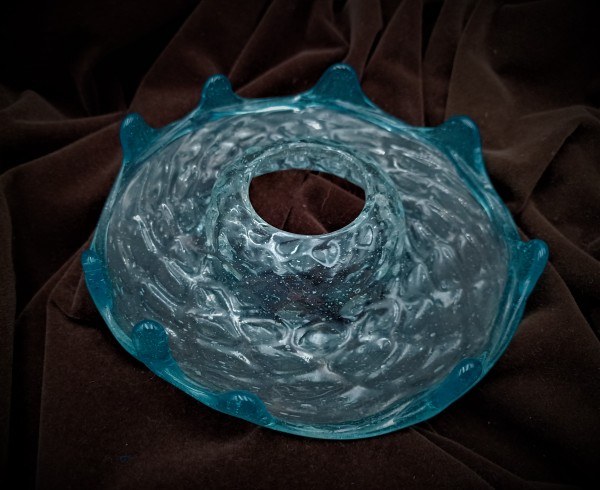 Antique Murano Chandelier Glass Dish with Blue Rim 