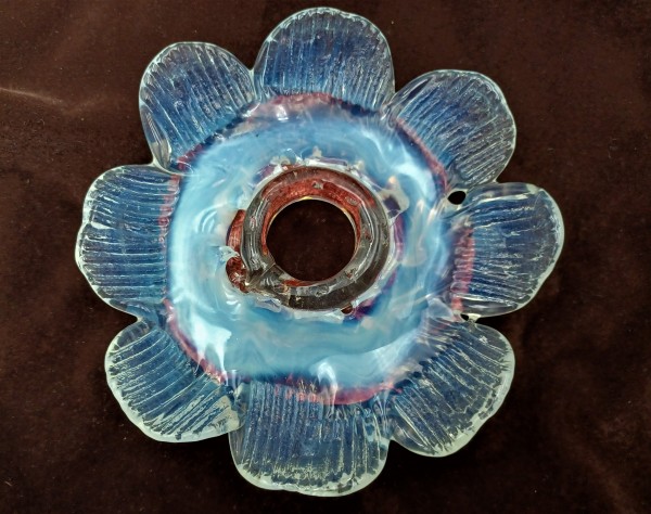 Antique Italian Blue And Red Chandelier Glass Rosette Pan