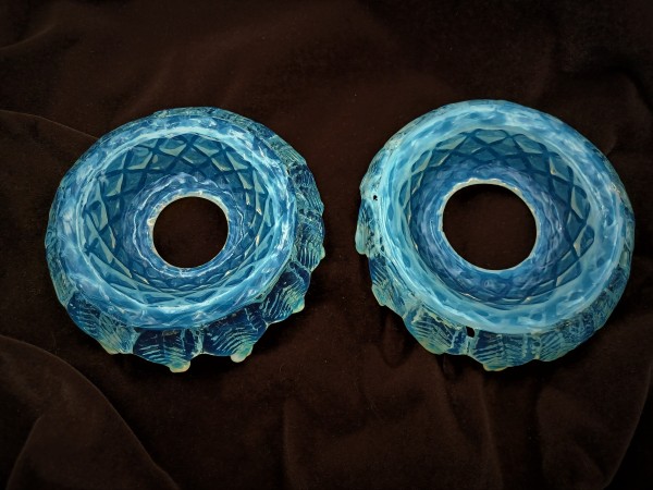 Antique Italian blue Chandelier glass pan 